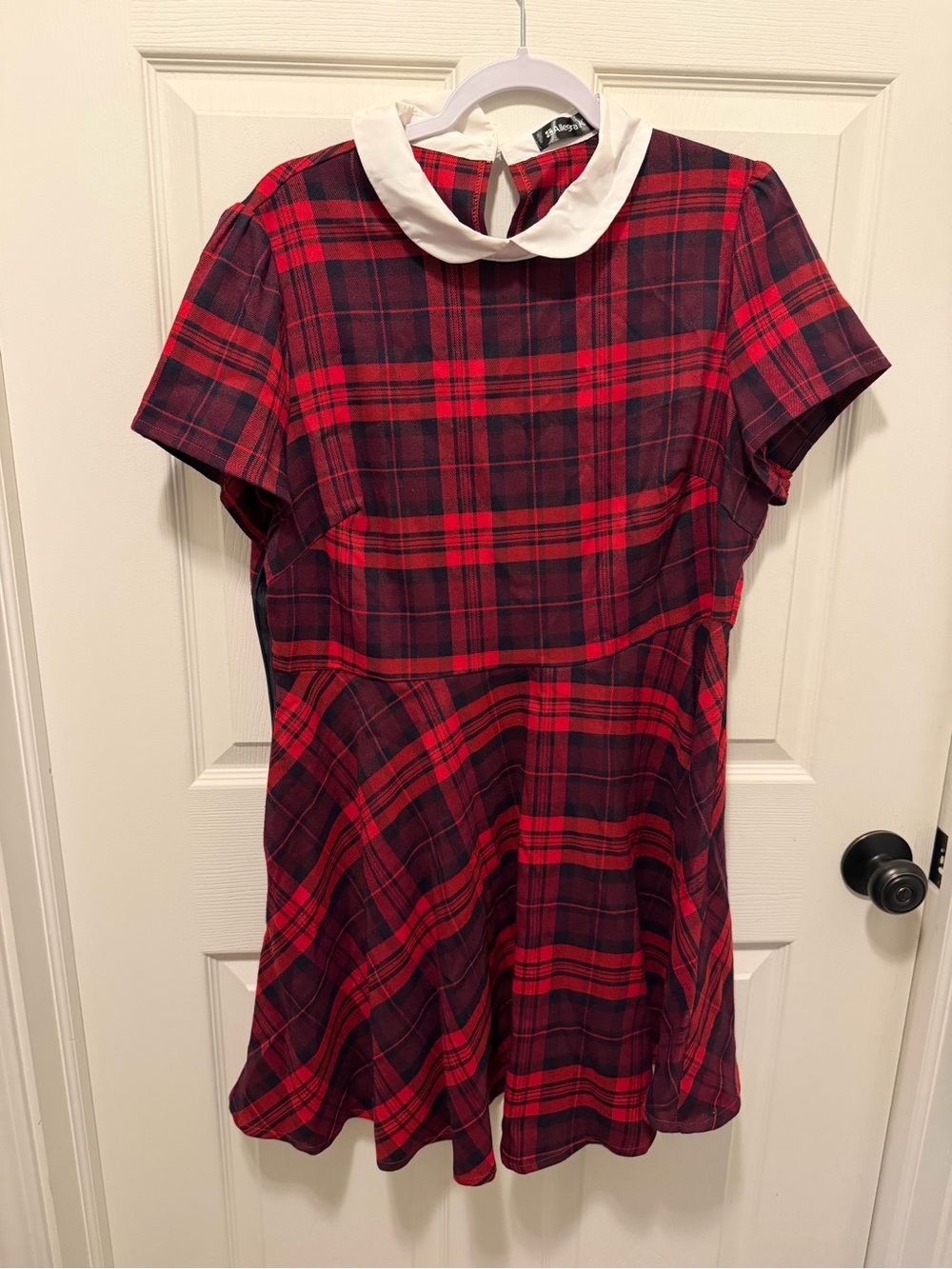 Plaid Dress Fit and Flare with White Peter Pan Collar